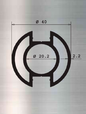 SM07008 - Perfil columna aluminio inoxidable O40x2,2