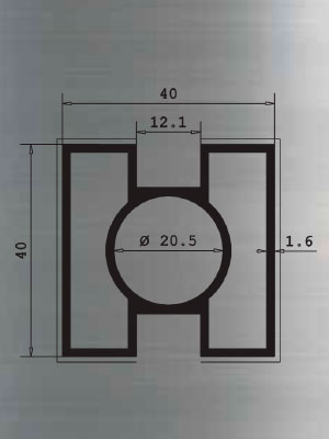 SM07009 - Perfil columna aluminio inoxidable 40x40x1,6