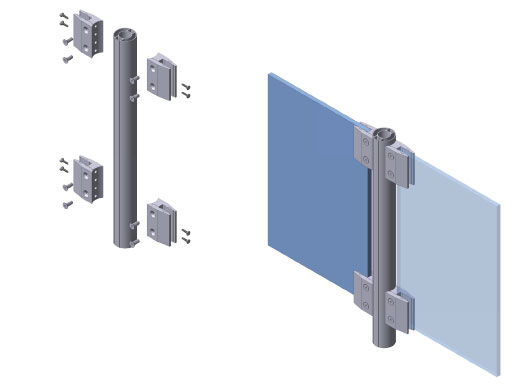 Pinza aluminio inoxidable vidrio cristal